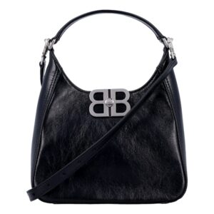 Stylish black shoulder bag with logo