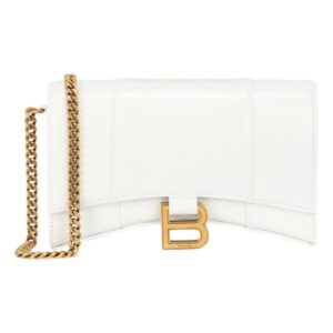 White designer handbag with chain strap