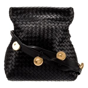 Stylish black bag with woven texture