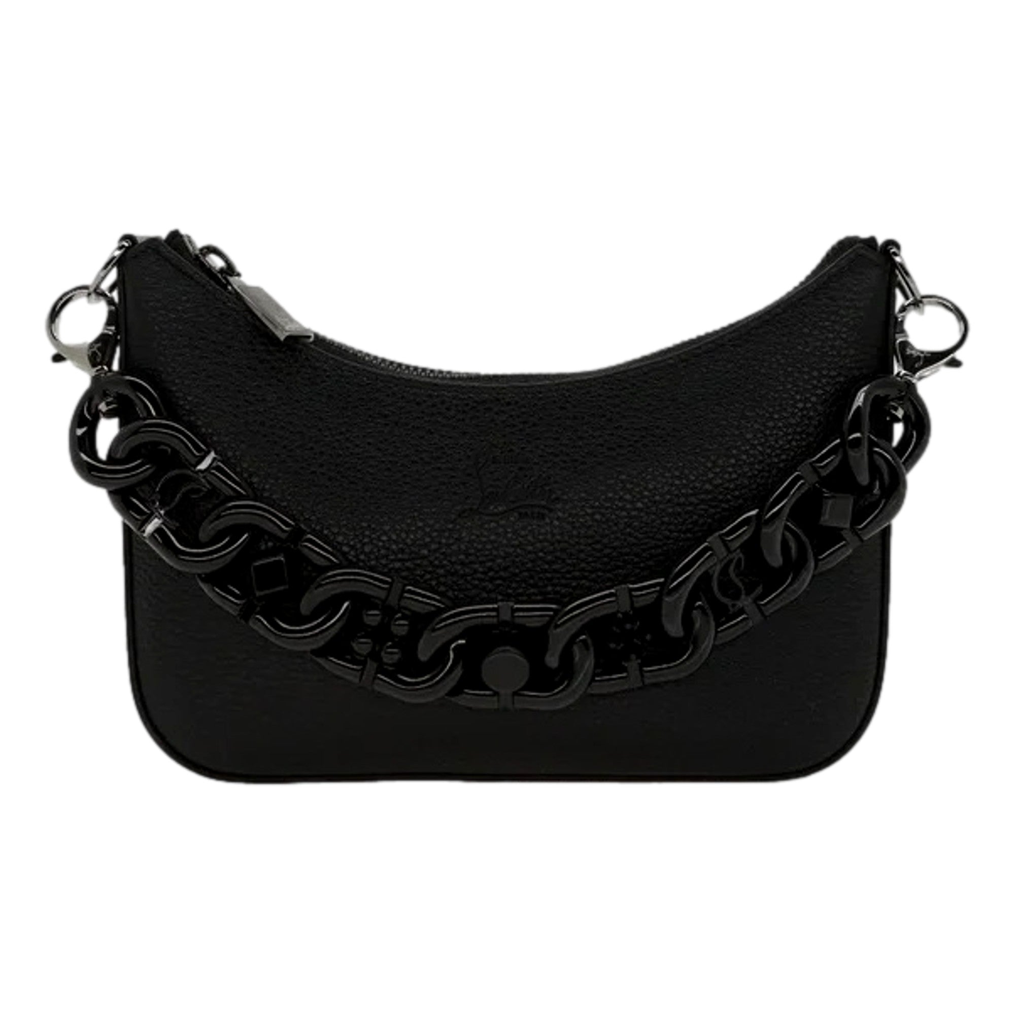 Black handbag with chunky chain strap