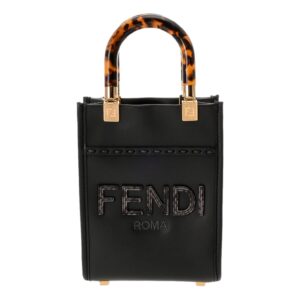 Black Fendi handbag with tortoiseshell handle