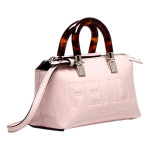 Pink Fendi handbag with brown handles