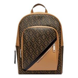 Fashionable backpack featuring geometric pattern design.