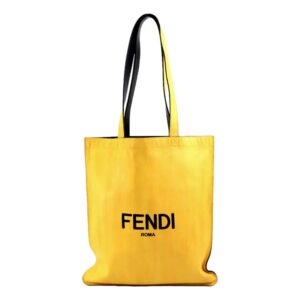 Designer yellow tote bag, Fendi logo.