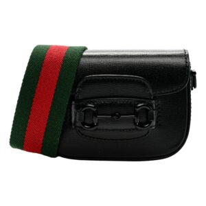 Elegant handbag with red and green strap