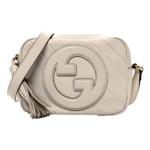 Beige handbag with embossed logo