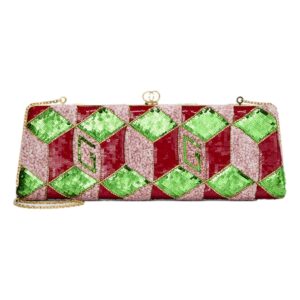 Colorful geometric patterned clutch bag