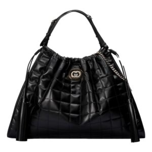 Stylish handbag with gold logo accent