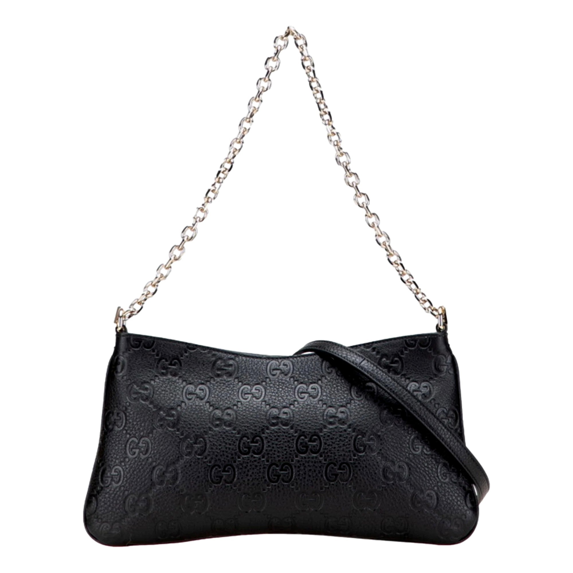 Elegant black purse with logo pattern
