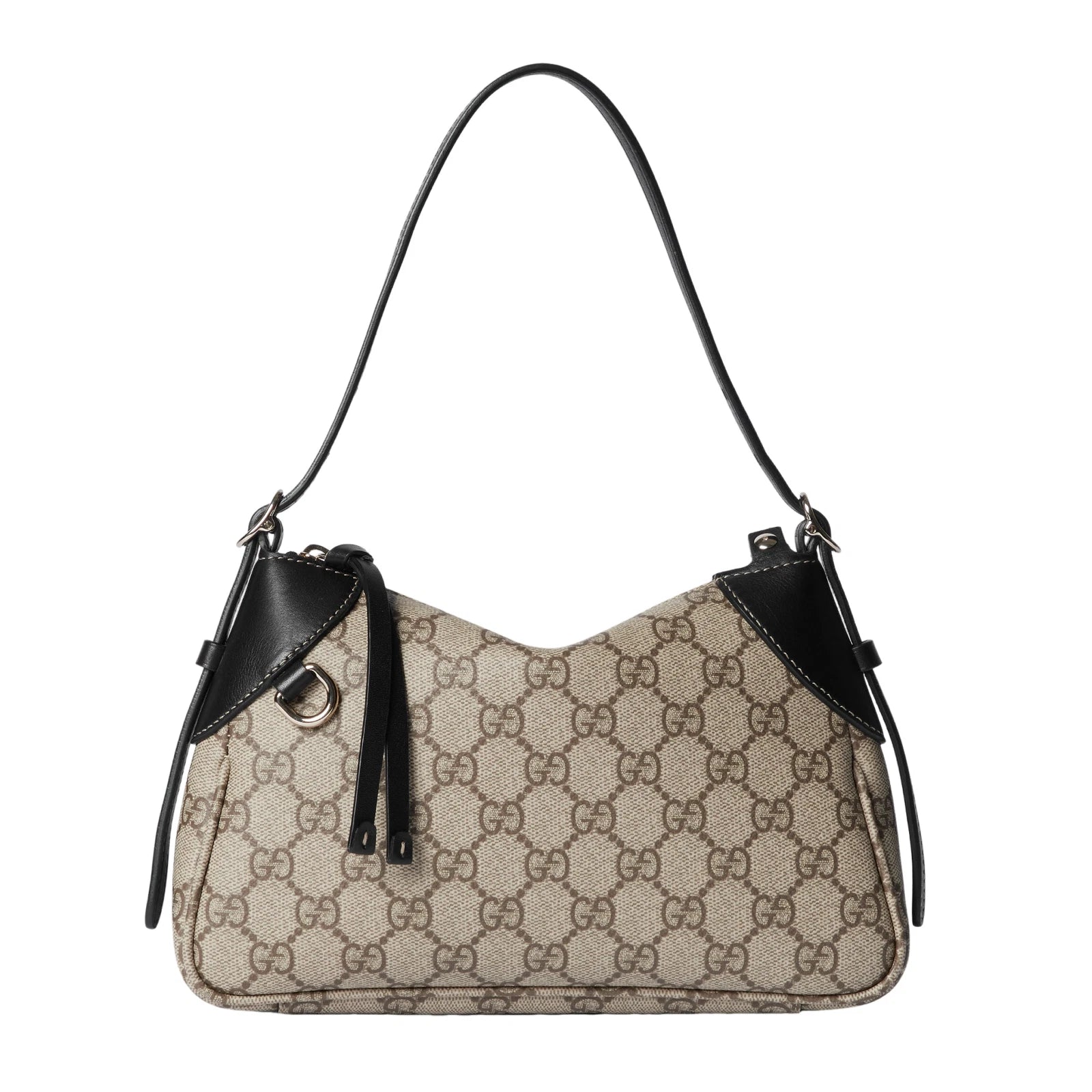 Fashionable tote bag in beige and black