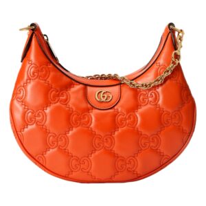 Stylish orange purse with logo pattern
