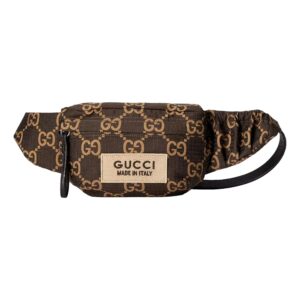 Brown Gucci belt bag with logo pattern