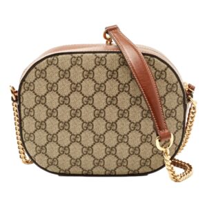 Designer handbag with chain strap