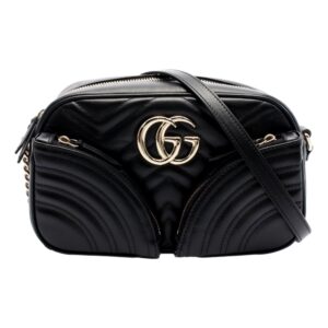 Stylish black purse with shoulder strap