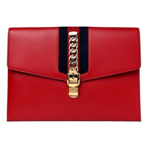 Elegant red handbag with gold clasp