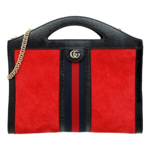 Elegant handbag featuring red and black design