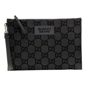 Luxury black Gucci zip pouch
