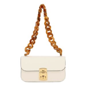 Fashionable handbag featuring a gold clasp