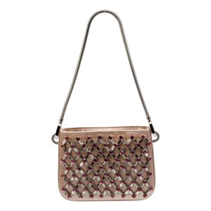 Beaded handbag with diamond pattern design