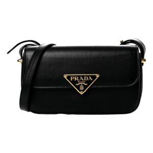 Luxury black purse, Prada branding