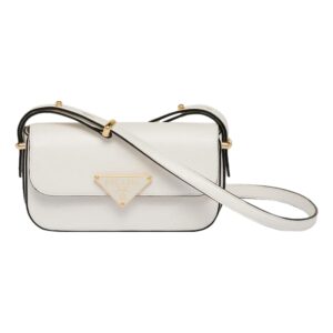 Sleek white crossbody bag with logo