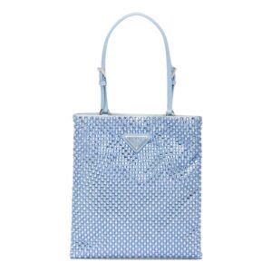 Sparkling blue crystal-embellished handbag