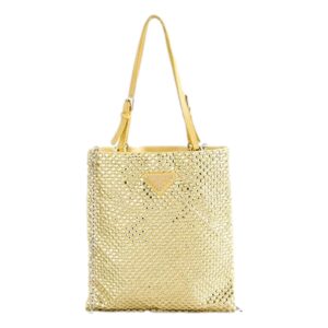 Yellow beaded handbag with shoulder strap