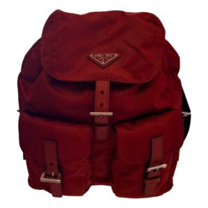 Stylish red backpack with leather straps