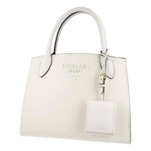 White designer handbag with handles