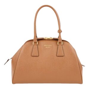 Elegant structured tan handbag