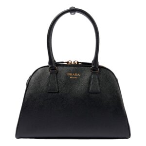 Black designer handbag with handles