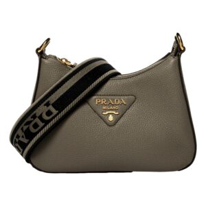 Stylish gray Prada shoulder bag
