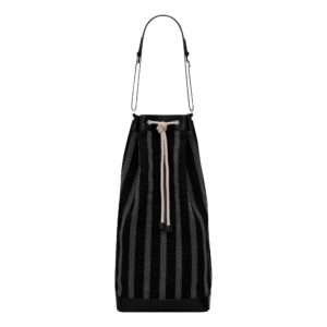 Black-and-grey striped handbag