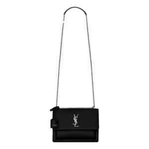 Black designer shoulder bag with logo