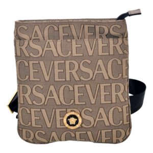 Designer logo-patterned crossbody bag