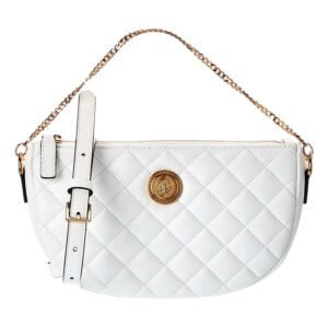 White quilted handbag with gold chain