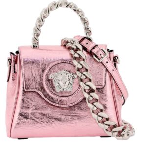 Stylish pink purse with silver accents