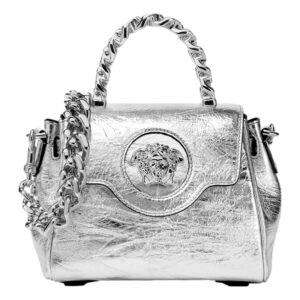 Elegant shiny handbag with decorative chain