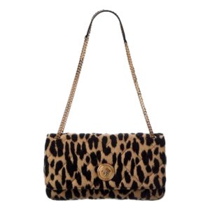 Leopard print handbag with chain strap