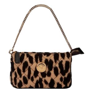 Quilted animal print purse with emblem