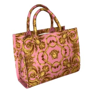 Pink and gold patterned designer handbag