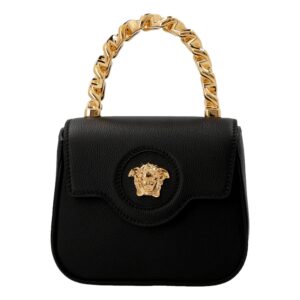 Elegant black purse with Medusa emblem